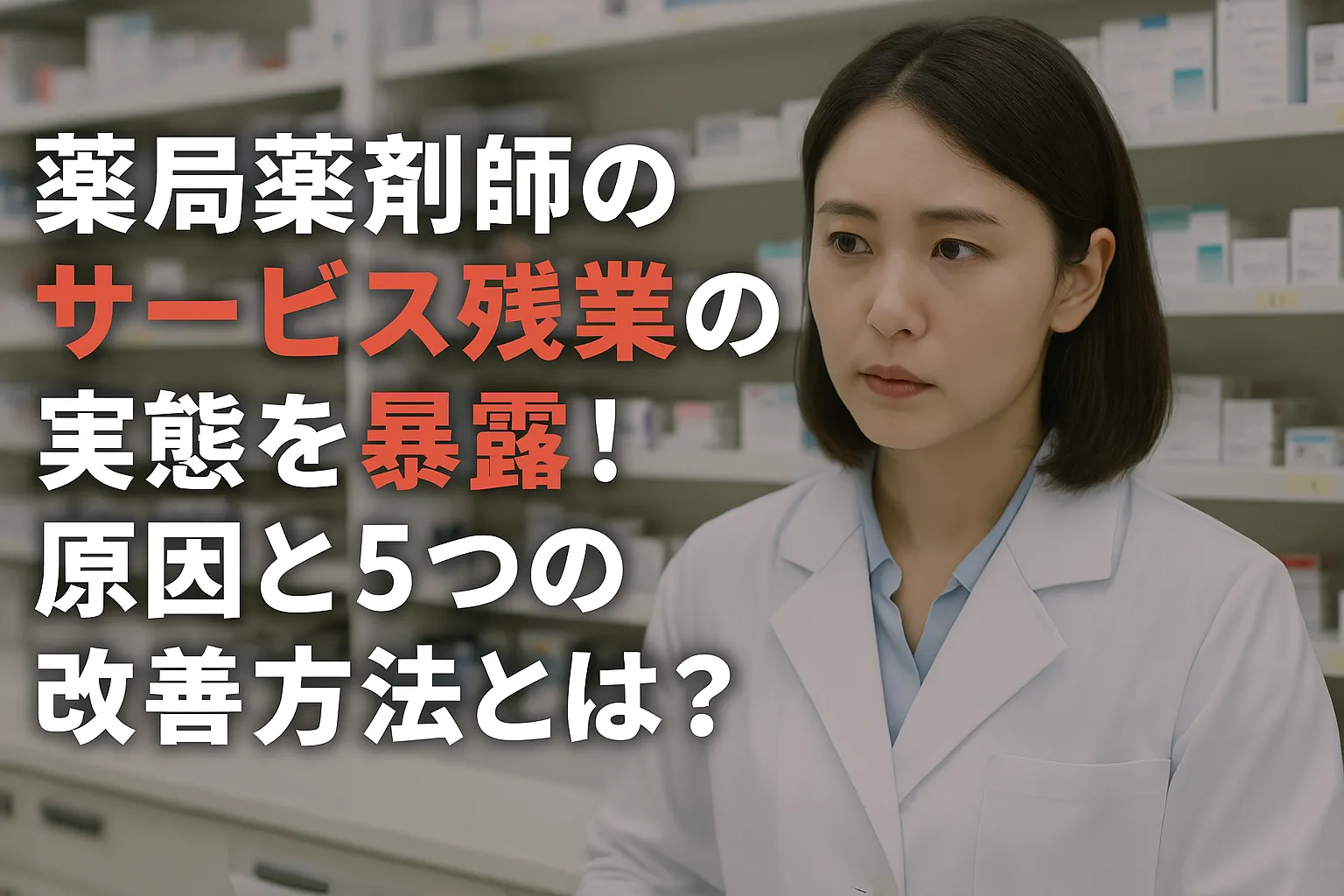 薬局薬剤師のサービス残業の実態を解説！残業になってしまう原因と改善方法を解説しています。